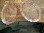 Jeannette Pink Cherry Blossom Depression Glass 11” Serving Platter Set Of 2