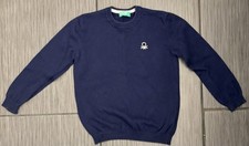 United Colors Of Benetton Boys Navy Blue Sweater Size 3/4 Cotton Knit Preppy