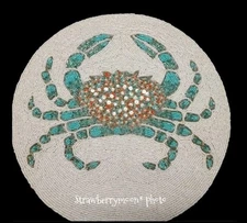 Coastal Collection Blue Crab Sealife Summer Beaded Placemat Charger Centerpiece