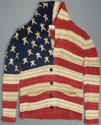 Ralph Lauren Denim Supply Strickjacke Damen Größe Small USA Flagge Schal Strick Jacke