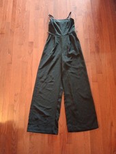 ROMPER Black Wide Leg Spaghetti Strap Light Line Zipup