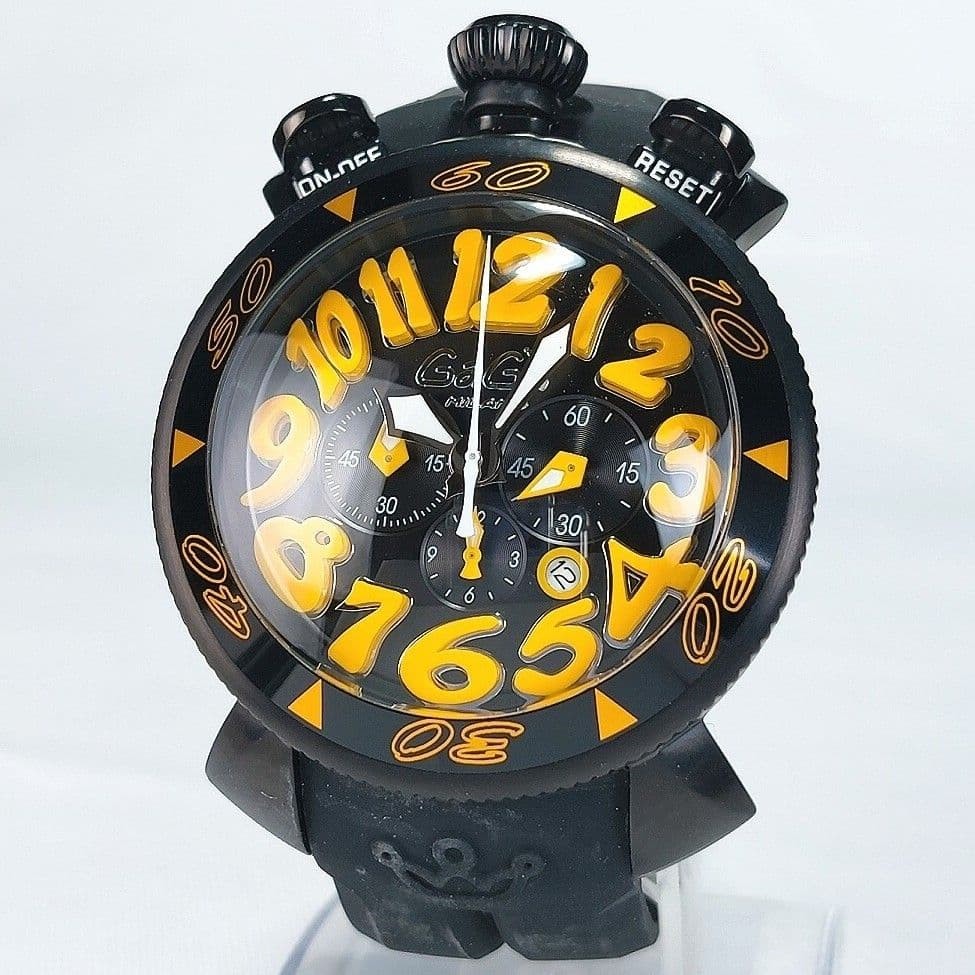 GaGa Milano Manuale 48 Chronograph Watch Yellow/Black Unused Battery Operated image 2