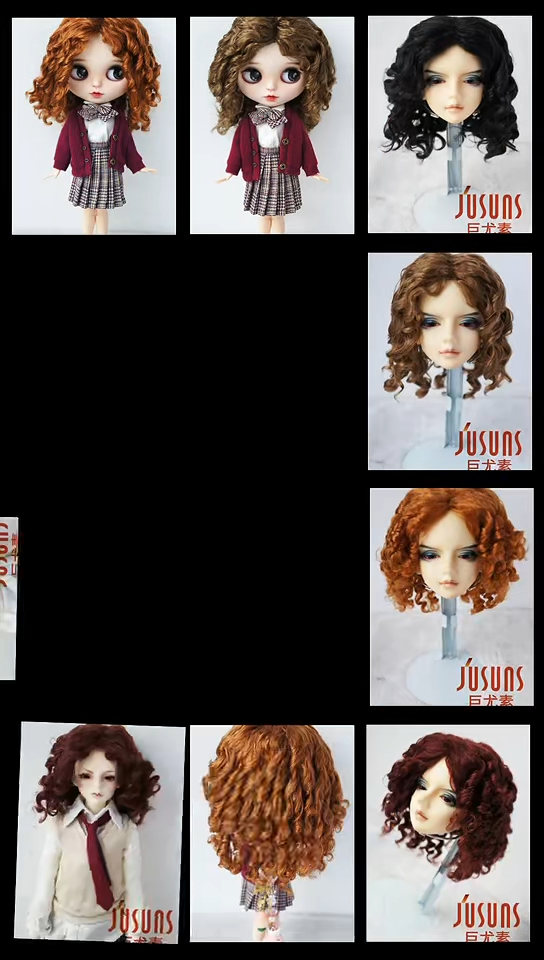 JD001 1/6 1/4 1/3 Curly BJD Wig MSD SD Blythe Doll Hair For All