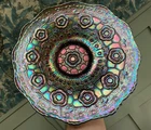 CARNIVAL GLASS ~ FENTON CAPTIVE ROSE BLUE PLATE ~