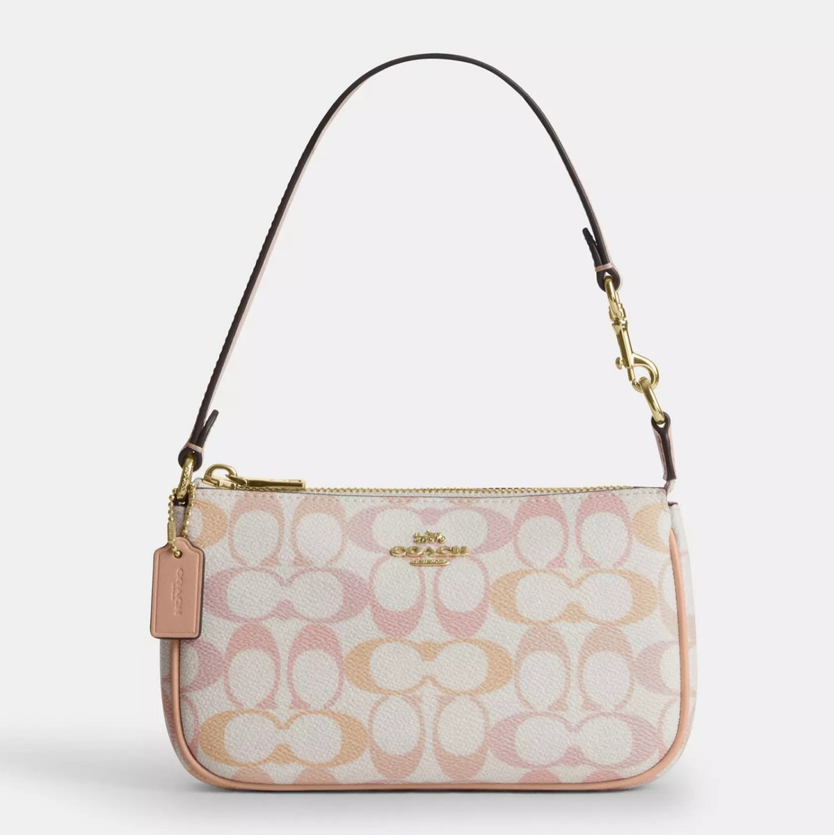 Coach Nolita19 in Pretty Signature Canvas Gold/Chalk/ Pink Mini