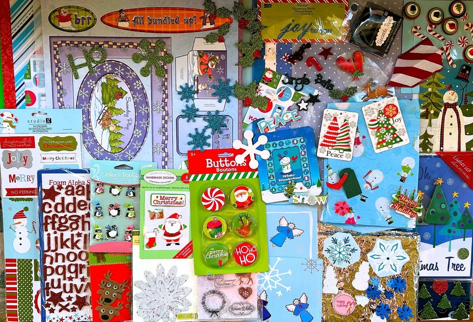 LOTE 320 PIEZAS NAVIDAD INVIERNO VACACIONES ÁLBUM DE RECORTES PAPELES PEGATINAS ADORNOS - Imagen 3 de 4