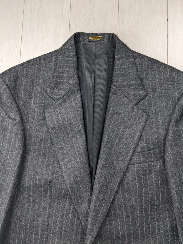 Precio de venta sugerido por el fabricante $3495 Oscar de la Renta Gris Rayas Lana Blazer Chaqueta Abrigo Deportivo 38L Foto 2 de 4