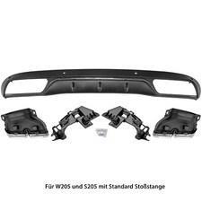 Heckdiffusor Diffusor Doppelrohr passt für Mercedes C Klasse W205 S205 Sport