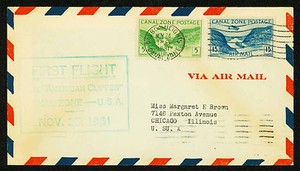 1931-1ST-FLIGHT-CANAL-ZONE-TO-USA-LINDBERGH-FLIGHT-74g-C7-amp-C10-ESP-2016