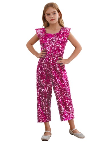 Girls Special Occasion Dress Dazzling Sparkly Outfit Fashion-forward Jumpsuit - Picture 32 of 64