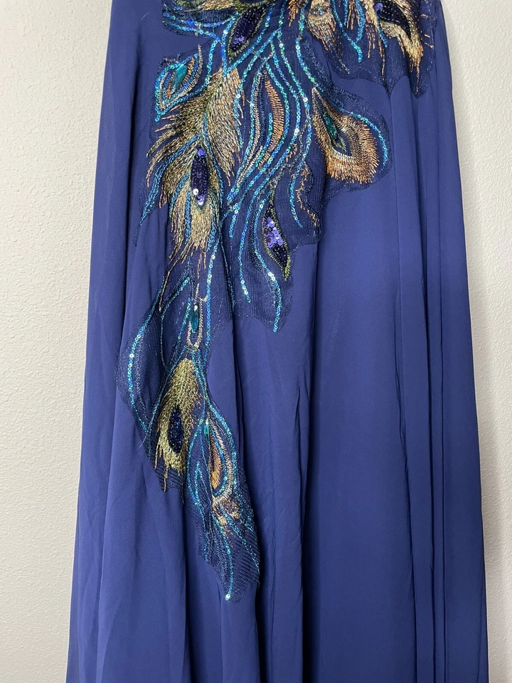 NWT Grace Karin Blue Peacock Beaded Strapless Corset Dress Gown Size 4 - Image 3 of 4
