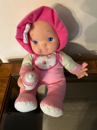 Happy Baby Doll with a milk bottle 14" tall Used Very Good condition. See Pics.