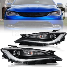 For 2015 2016 2017 Chrysler 200 Headlights w/ LED DRL Halogen Left & Right Pair