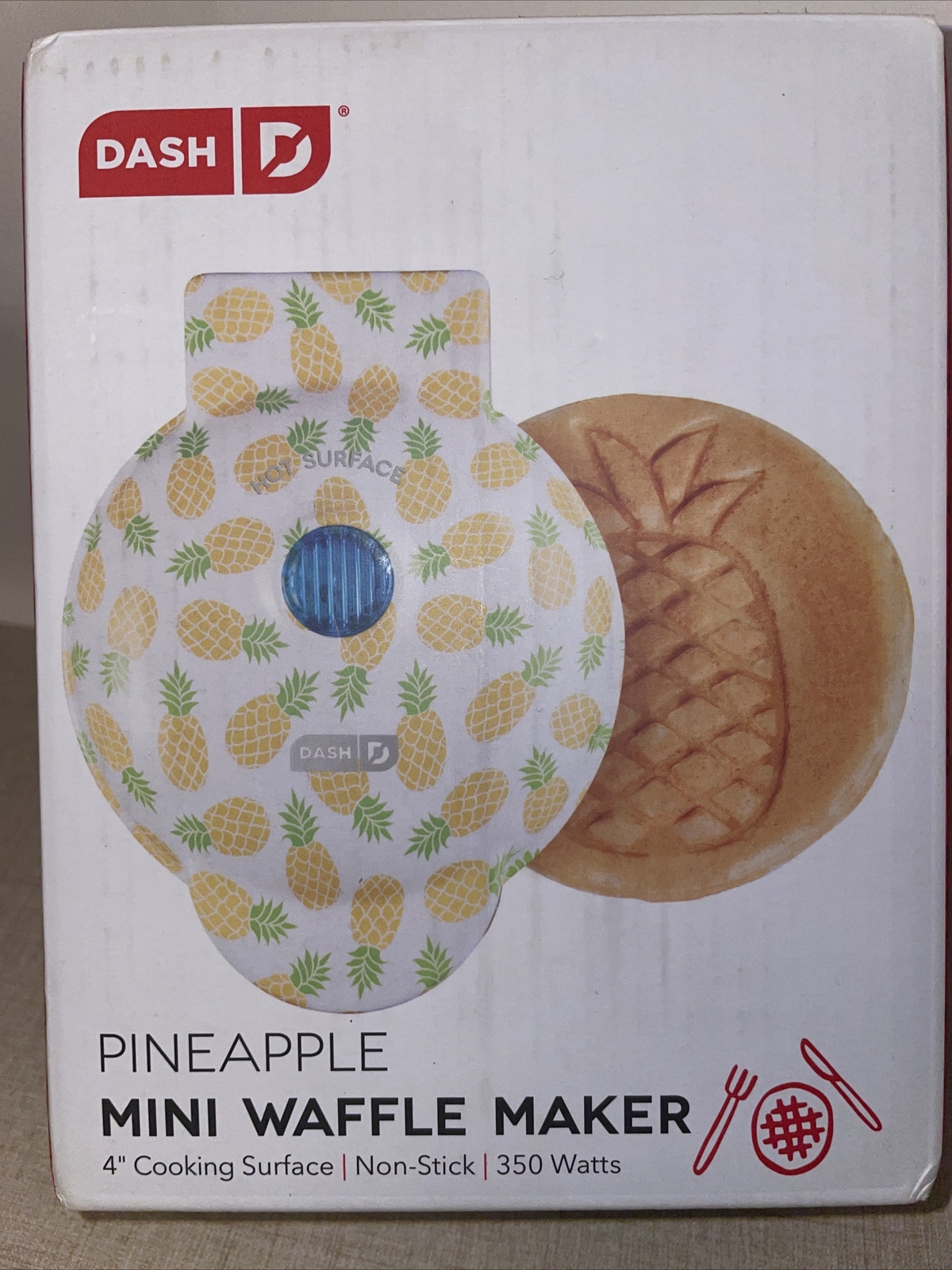 DASH Mini Waffle Maker with Pineapple Design - 4 Inch Non Stick Surface-image