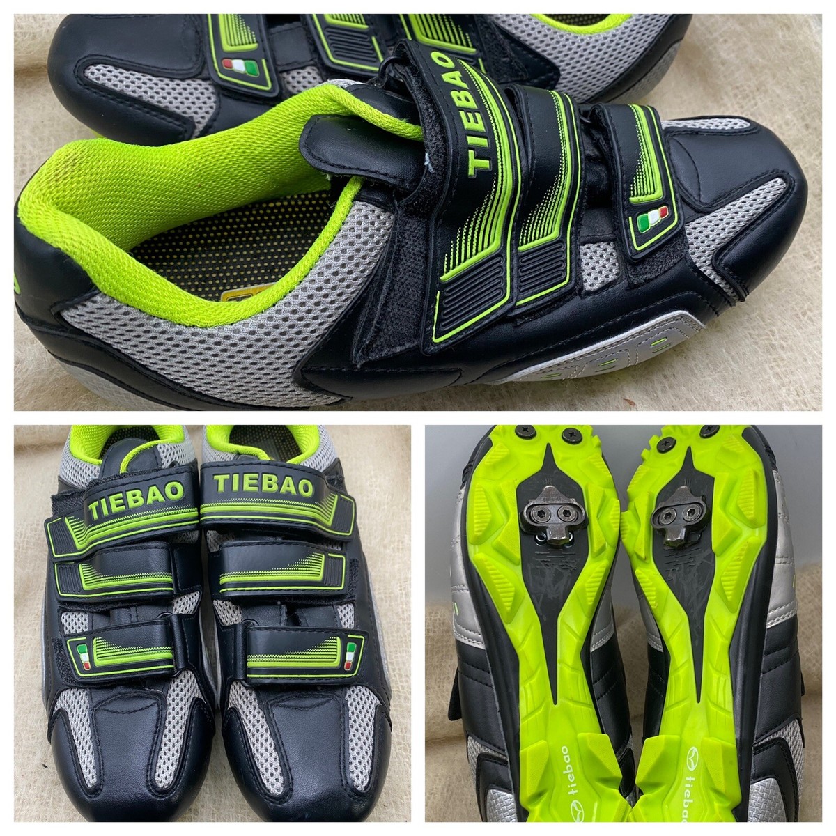 Tiebao Cycling Shoes Black/Lime Green Men's Size 10/43