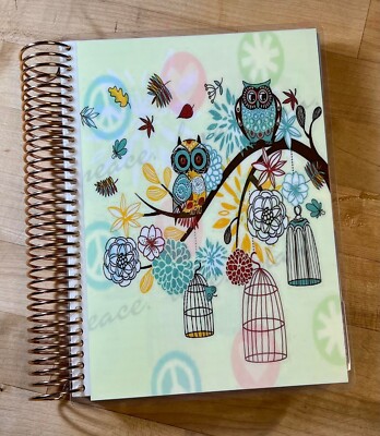 Owl & Flower Cover Set 4 use with Erin Condren A5 Coil Spiral Planner~