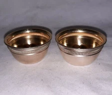 2 Gorham Sterling Silver Gold Wash Bowl Open Salt Cellar Dip Antique A2860 Band