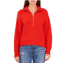79 Vince Camuto Womens Half Zip Pullover Sweater Ladies Zipper Red Sz XL