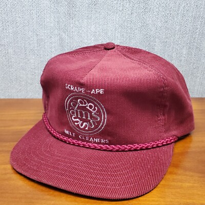 Vtg  Scrape Ape Hat Cap Snapback AMS American Mine Services Maroon Colonial Line