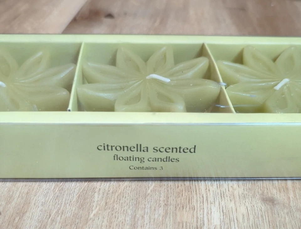 Pier 1 Imports Citronella Scented Floating Candles Pack Of 3 Flower New - Image 2 of 4