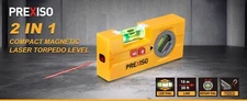 PREXISO 2-in-1 Line Laser Level -Mini Torpedo Level w/Light 3-3/4 inch Rotatable