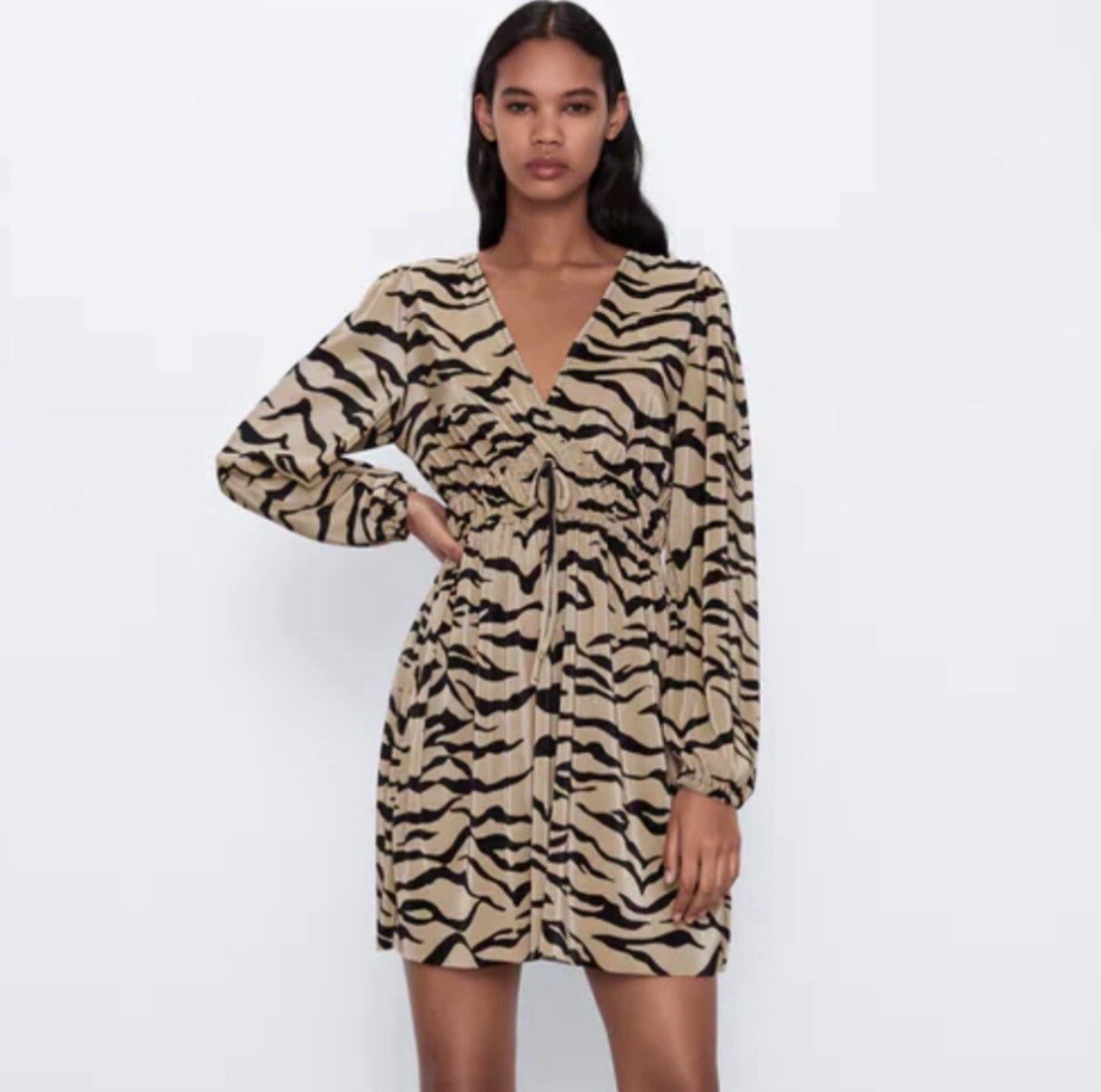 zara striped pleated dress The $60 Zara Dress That's Defining Spring's Directional Stripe Trend Happening Right Now
