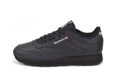 Reebok Classic Leather Unisex Trainers Mens Sizes Black/Black Adults Sneakers - Imagen 2 de 7