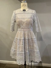 Zimmermann Powder Blue Lace Cocktail Party Mini Dress. Size 2