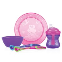 Nûby Id92316 Girl's Tableware Set Plate Bowl Cup 2x Spoon Pink / Purple Nûby Id92316 Girl's Tableware Set Plate Bowl Cup 2x Spoon Pink / Purple