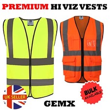 Hi Vis Vest Yellow Orange High Viz Visibility Waistcoat Safety Work Lot EN 20471