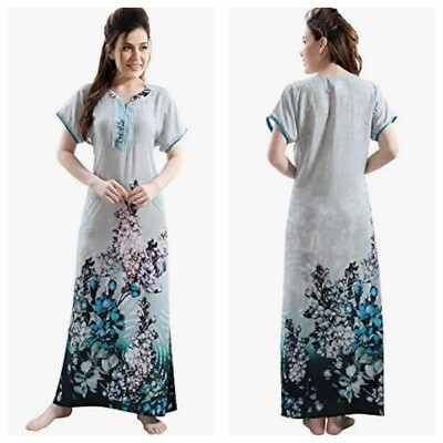 ENORA Women's Blue Floral Cotton Lightweight Maxi Dress Size XL Pullover  Pocket | eBay