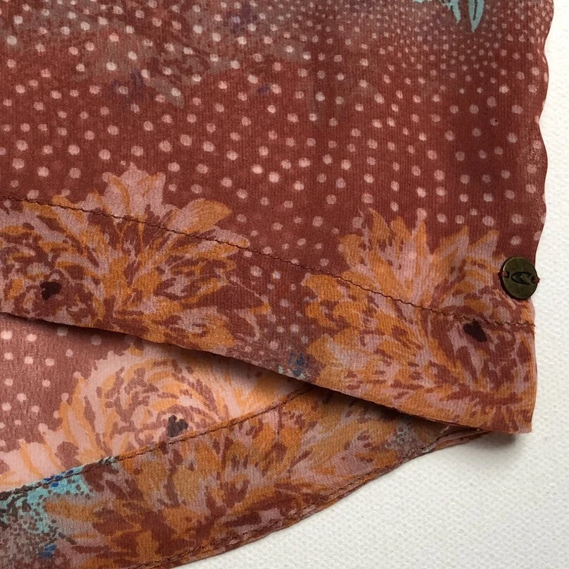 Blusa O’Neill Para Mujer Pequeña S Multicolor Floral Manga Corta Alta Baja Transparente Top Foto 3 de 4