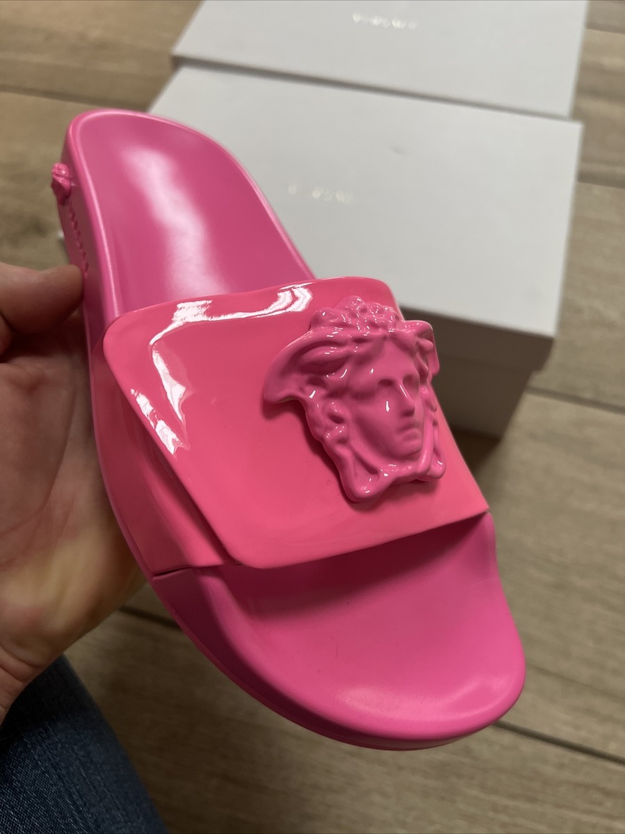 Pink Latest Versace Slippers Versace Greca Slippers Pink Brand New