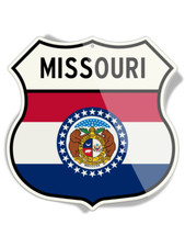 State Flag of Missouri - Shield Shape - Aluminum Sign - Made in the USA