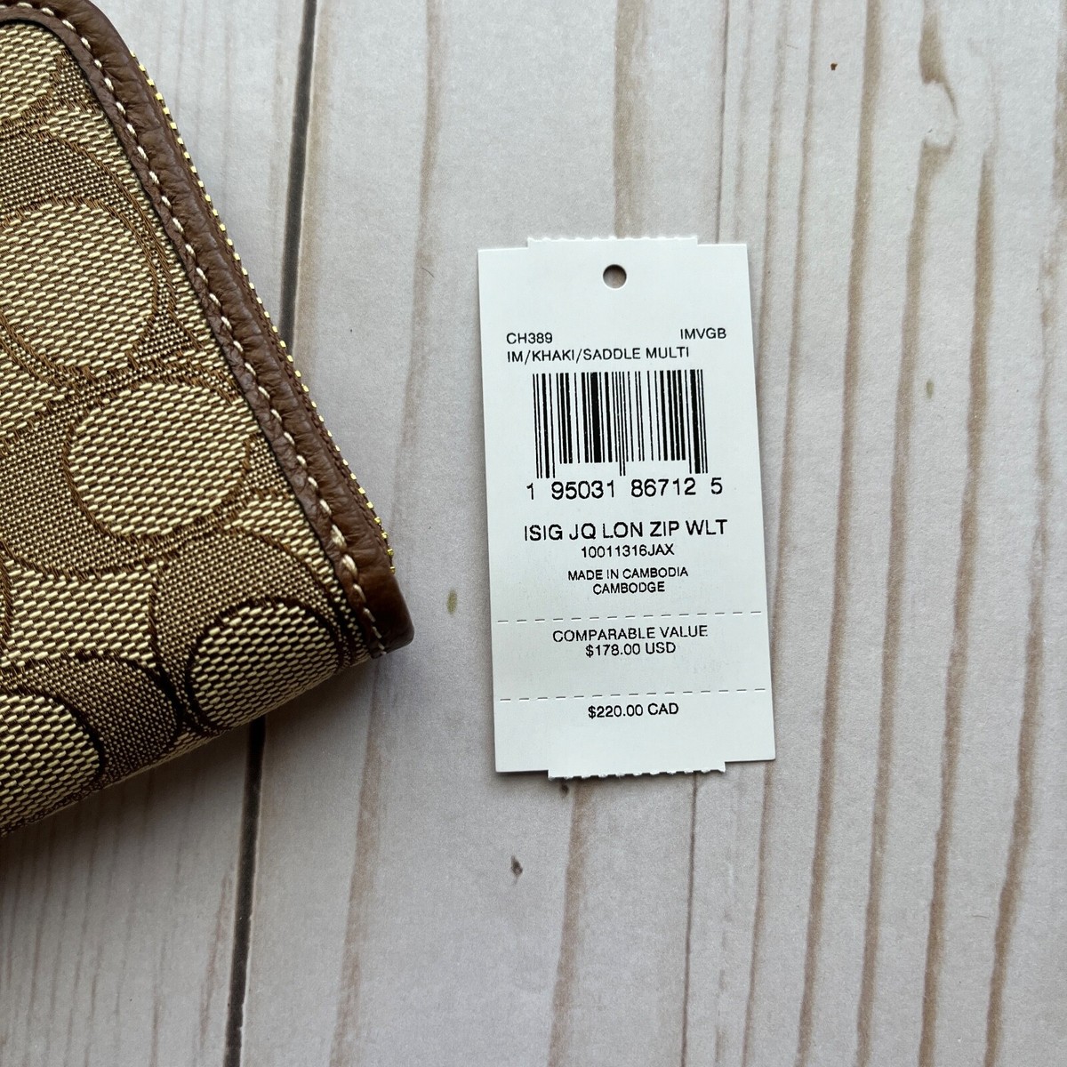 COACH Small Zip Around Wallet In Signature Jacquard Khaki COACH Small Zip Around Wallet In Signature Jacquard Khaki