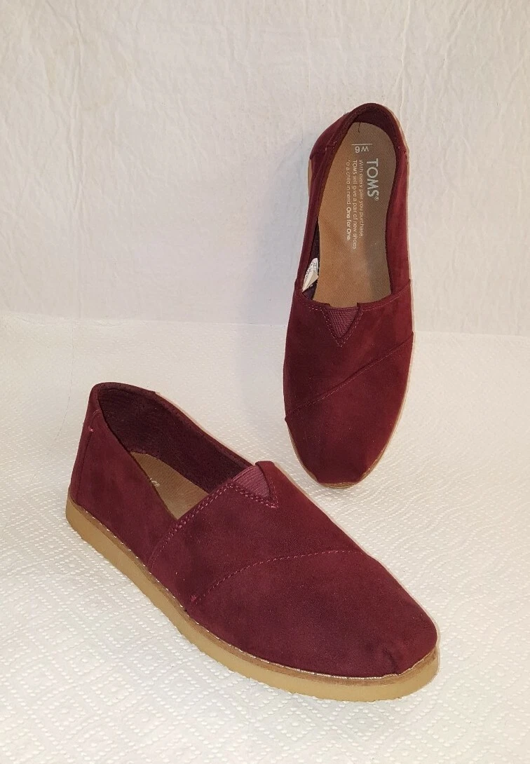 correcto Surrey infinito TOMS Womens Classic Casual Burgundy Gum Sole Slip On Shoes Sz US 6 | eBay