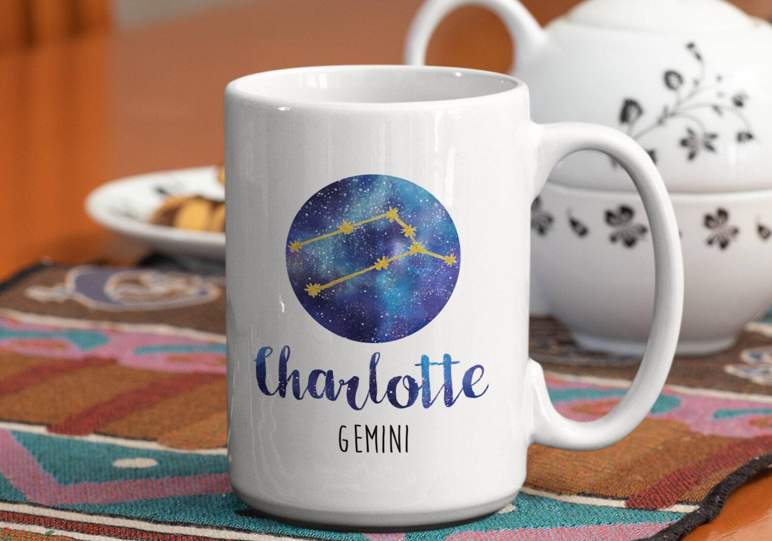 Personalized Gemini Mug Personalized Zodiac Mug Zodiac Constellation Gemini Mug