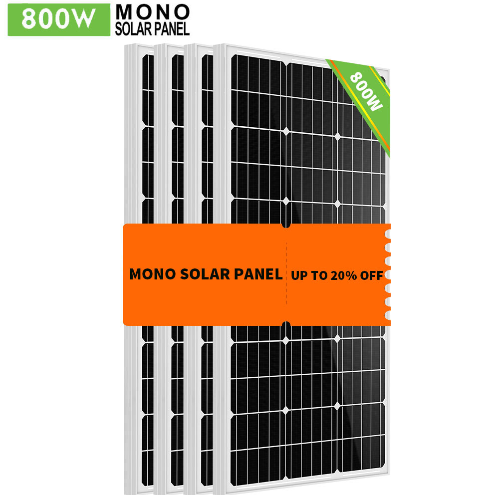 800W Watt Solar Panel Kit 12V Off Grid Monocrystalline For Home Roof RV Boat NEW