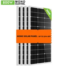 800W Watt Solar Panel Kit 12V Off Grid Monocrystalline For Home Roof RV Boat NEW