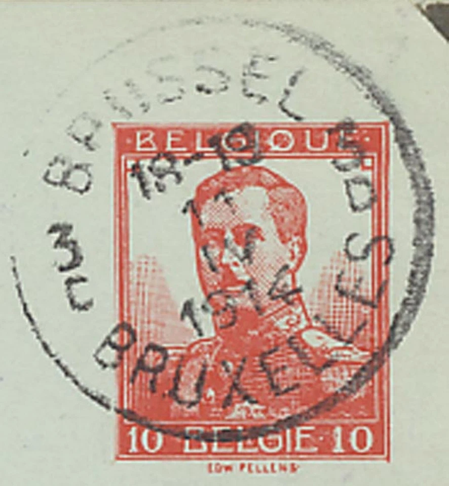 BELGIEN 1914 Albert I 10C Postkarte K1 BRUSSEL/BRUXELLES 3 nach BERLIN ABART - Bild 2 von 2