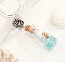 Message In A Bottle Keychain Bag Charm Keyring Ocean Sea