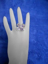 140 LILAC PURPLE FLORAL CUBIC ZIRCONIA CRYSTAL RING SIZE 6