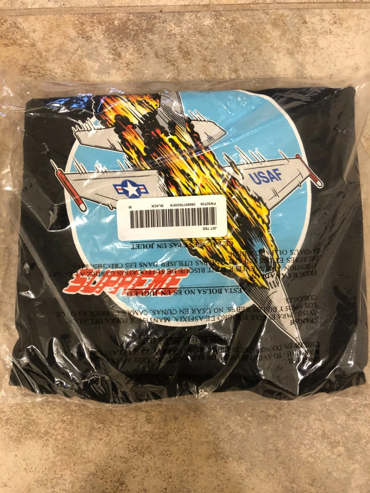 SUPREME FW20 JET TEE NOIR MEDIUM M AUTHENTIQUE NEUF SOUS BLISTER !