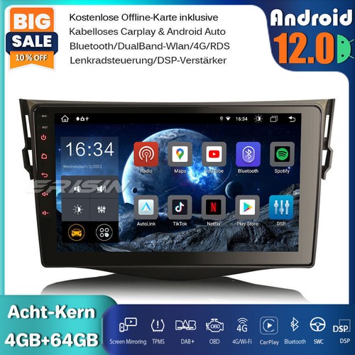8-Kern 64GB Android 12 Autoradio GPS Für Toyota RAV4 DAB+4G CarPlay DSP TPMS OBD - Bild 2 von 23