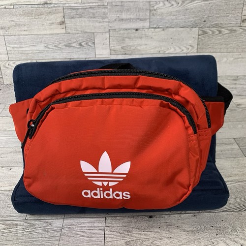 Adidas Original Fanny Pack Crossbody Bag Waist Bag Red 2 Zip Pouches 1 for Coin