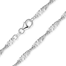 MATERIA Singapurkette 925 Silber Damen Kette 3mm diamantiert Made in Germany