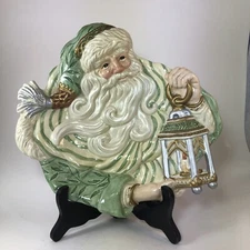 Fitz and Floyd Gregorian Santa With Lantern Canape Serving Plate Holiday