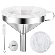 Kitchen Funnel for Filling Bottle 304 Stainless Steel Food Funnels with Strainer