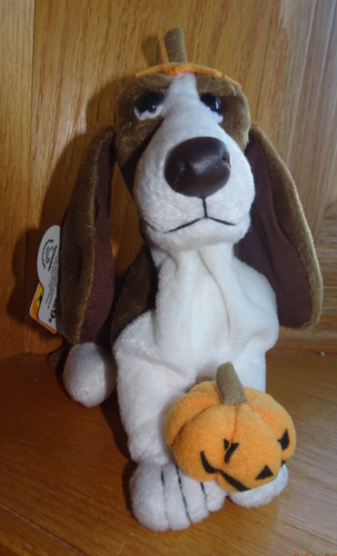 Vtg Applause Hush Puppies Basset Hound Pumpkin Dog Bean Bag Plush pup-o-latern - Picture 6 of 8