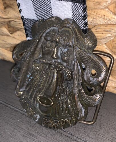A1 VTG 70s HASH PAPPY STONER HIPPIE BOHO PIPE WEED BUD BELT BUCKLE IMC JR CRAY - Picture 3 of 13